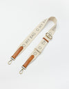 Canvas logo strap white/cognac classic leather laying flat