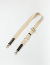 Organic cotton webbing strap in sand with black leather - Product image