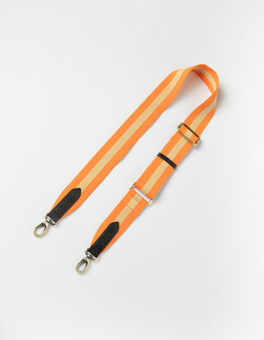 Gestreift Webbing Strap - Orange & Schwarz Klassisches Leder