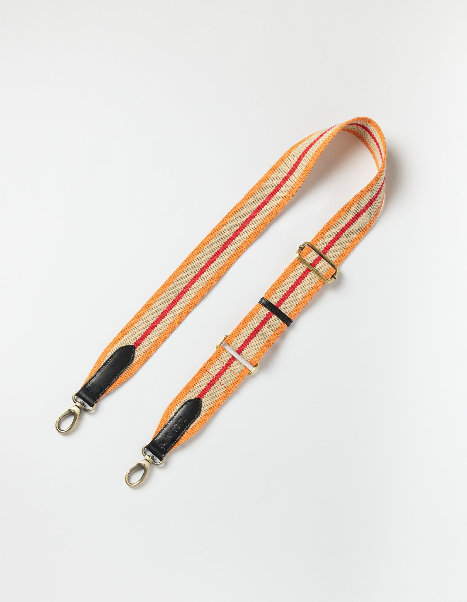 Webbing Strap Orange & Red with Black Classic Leather