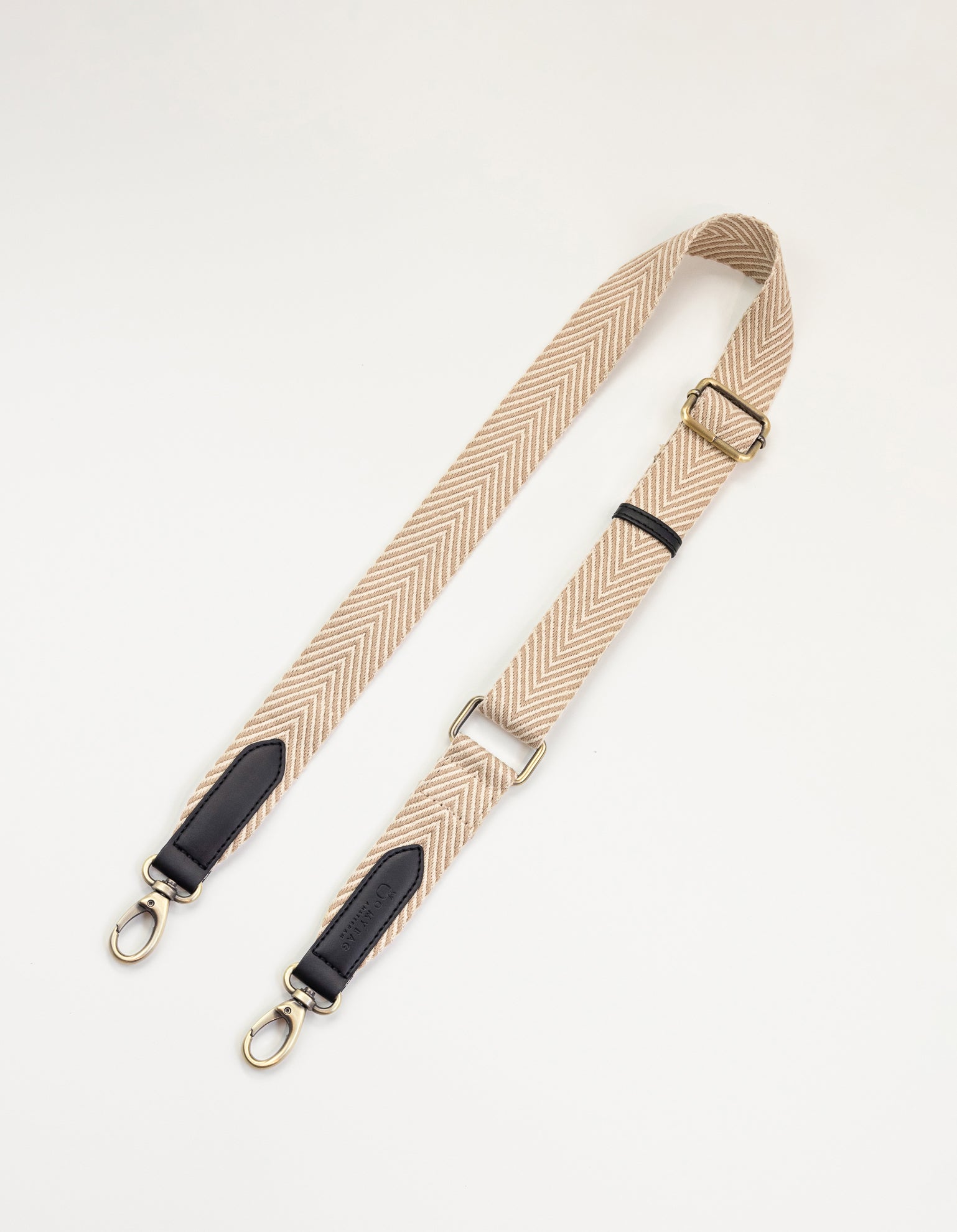 Herringbone Webbing Strap - Sand & Black Vegan Uppeal™