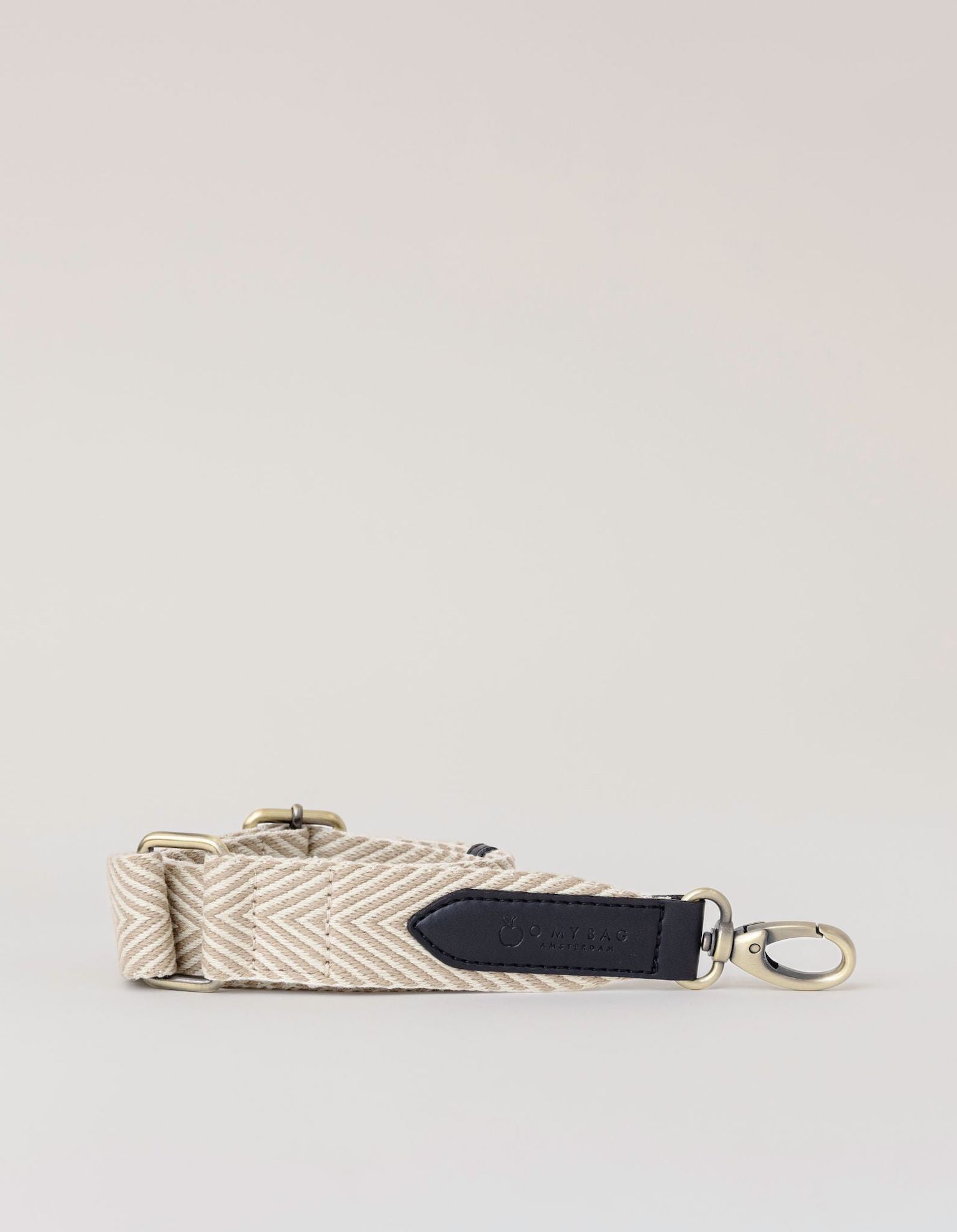 Herringbone Webbing Strap - Sand & Black Vegan Uppeal™