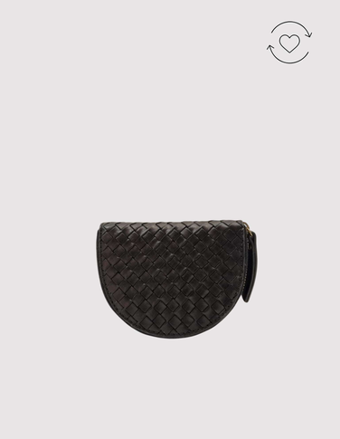 Pre-Loved - Laura Coin Purse - Black Woven Classic Leather