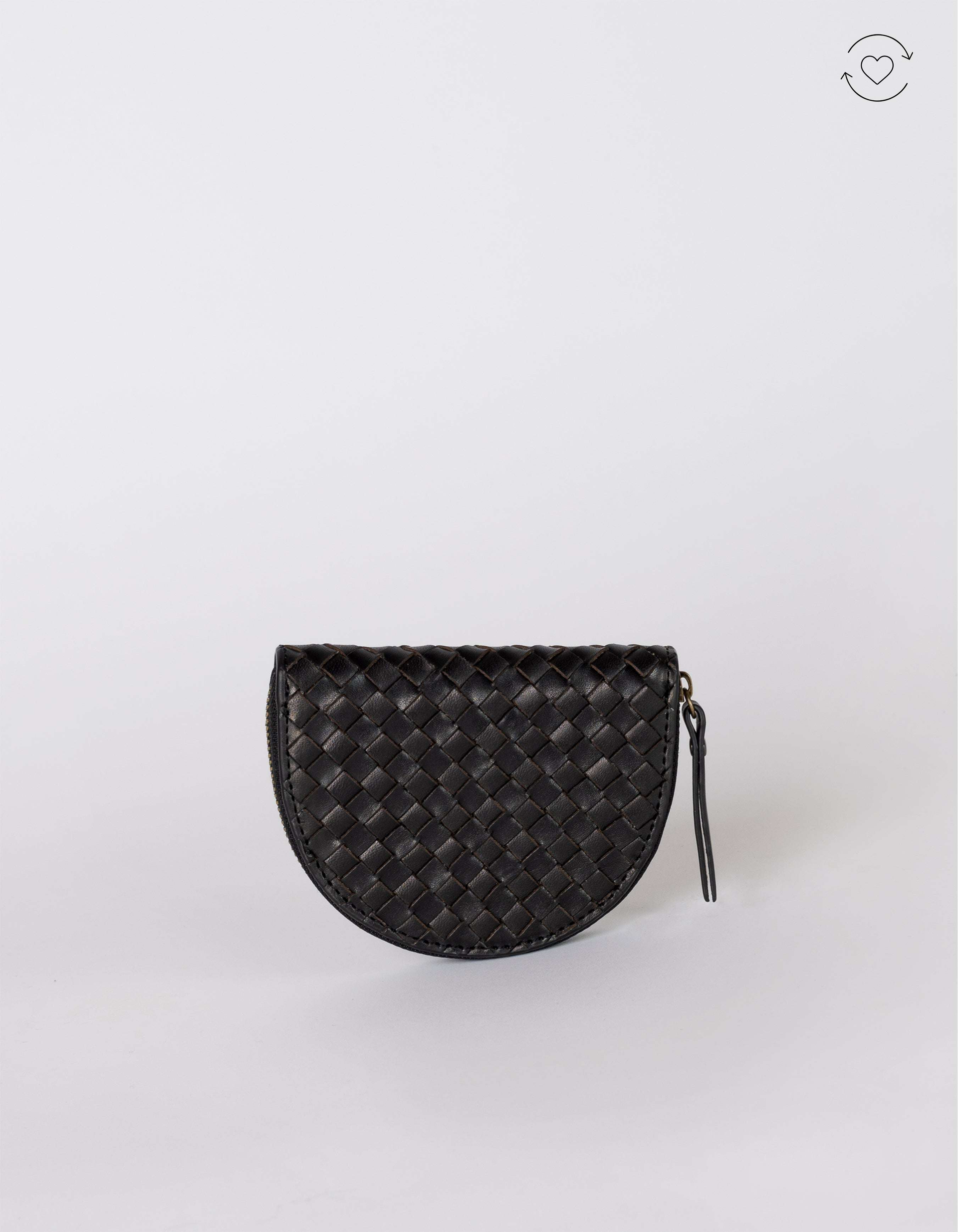 Pre-Loved Laura Coin Purse - Black Woven Classic Leather