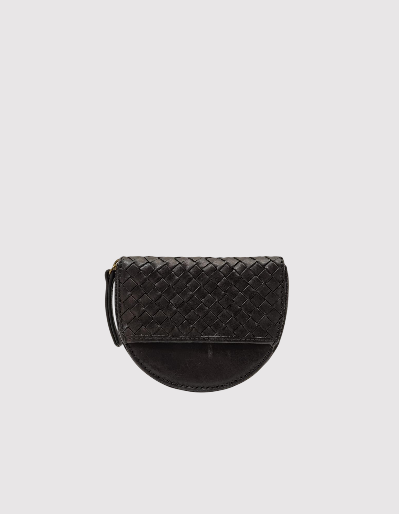 Pre-Loved - Laura Coin Purse - Black Woven Classic Leather