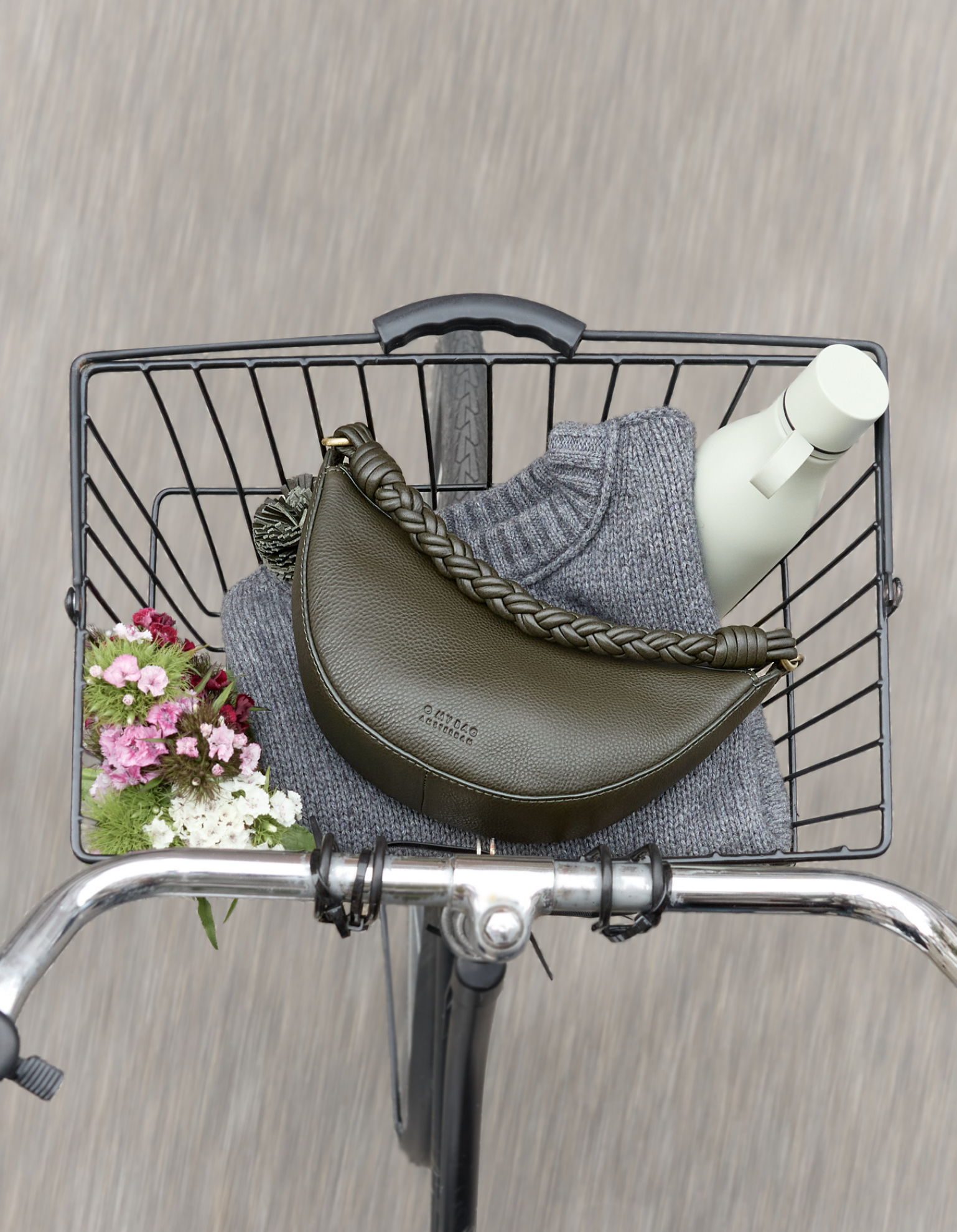 Leo Midi Twisted Handle - Moss Soft Grain Leather