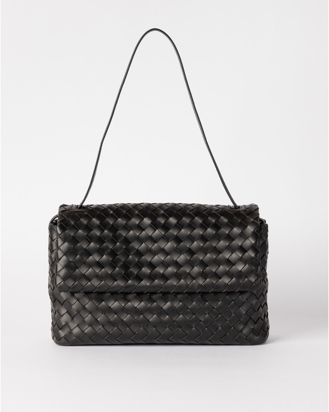 【2025A/W新作★送料無料】 Kenzie - Black Woven Classic Leather バッグ