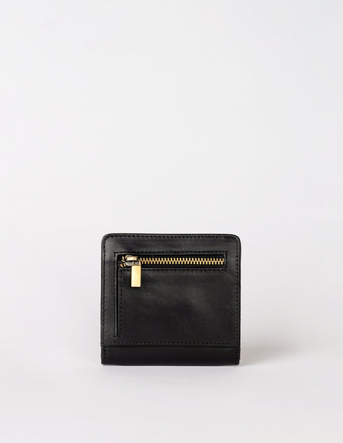Black leather square wallet. Back product image