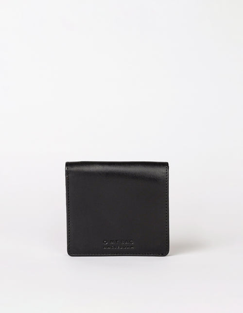 Black leather square wallet. Front product image