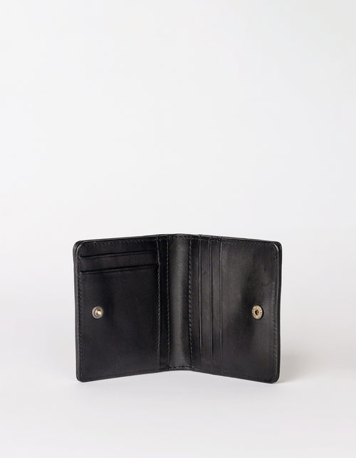 Black leather square wallet. Inside product image