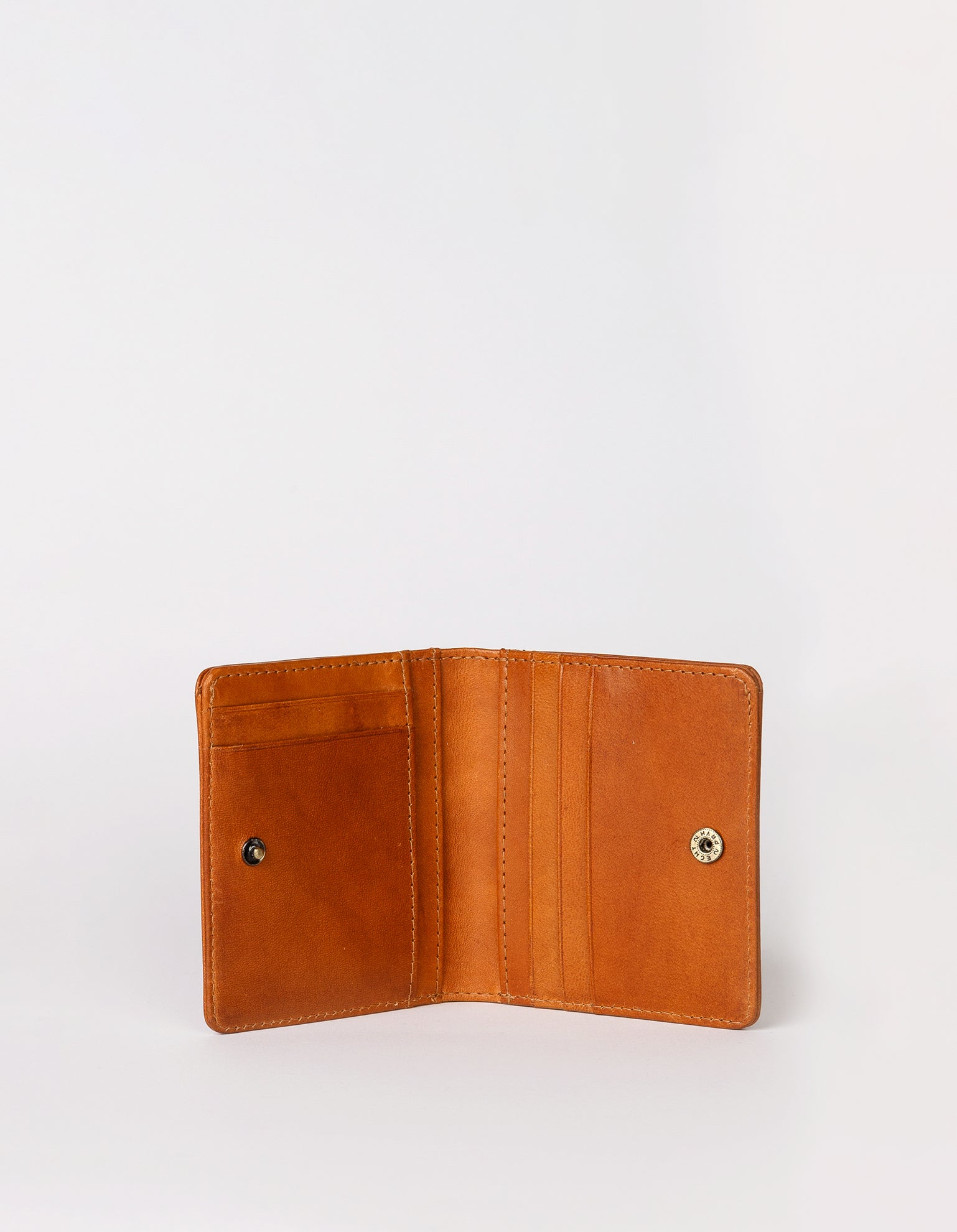 Alex's Fold-over Wallet Classic Leather cognac colour. Medium size, square shaped wallet, inside image