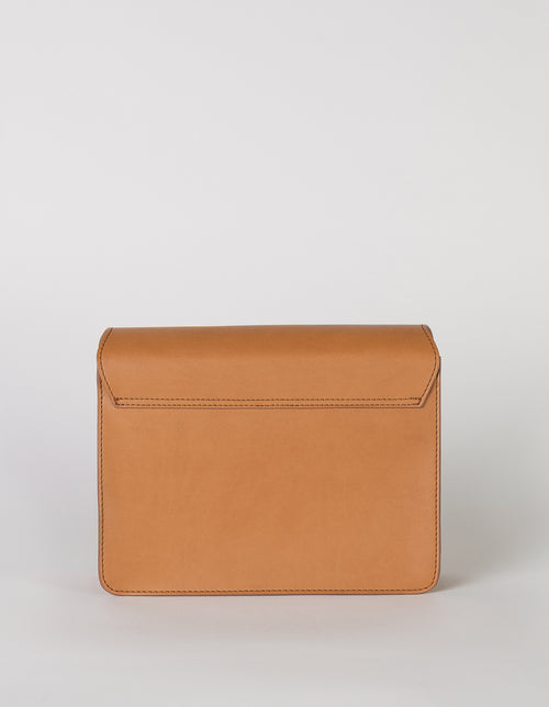 Audrey Apple Vegan Leather Cognac Rectangle Ladies Handbag, back product image.