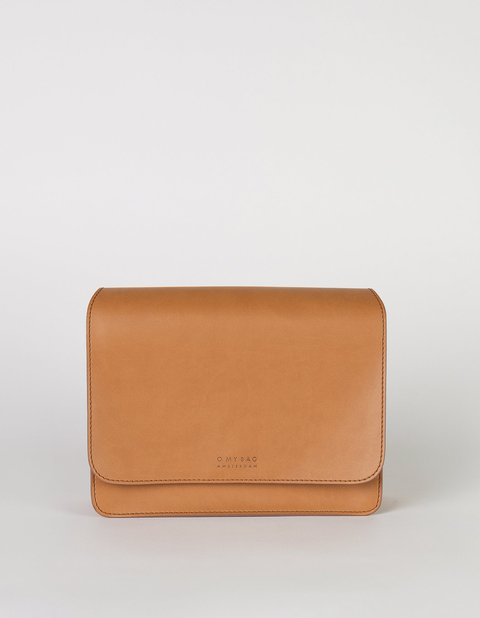 Audrey Apple Vegan Leather Cognac Rectangle Ladies Handbag, Front product image.