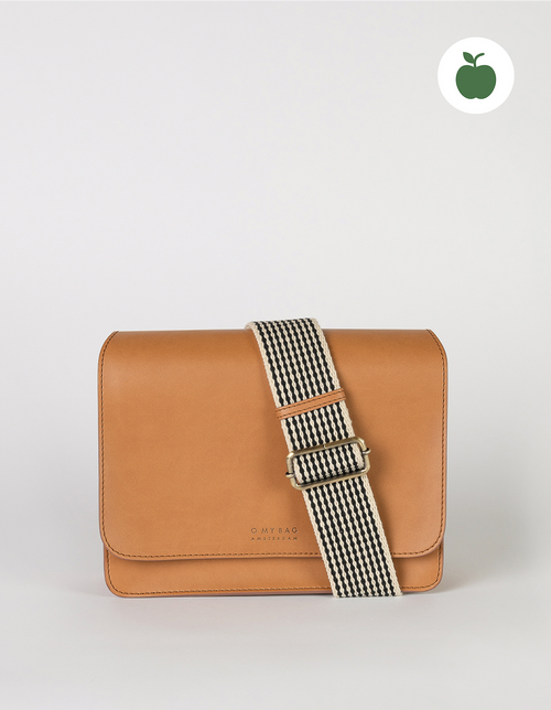 Audrey Apple Vegan Leather Cognac Rectangle Ladies Handbag, Front product image.