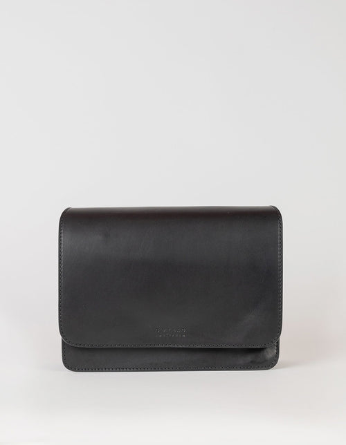 Audrey black classic leather bag. Front product image