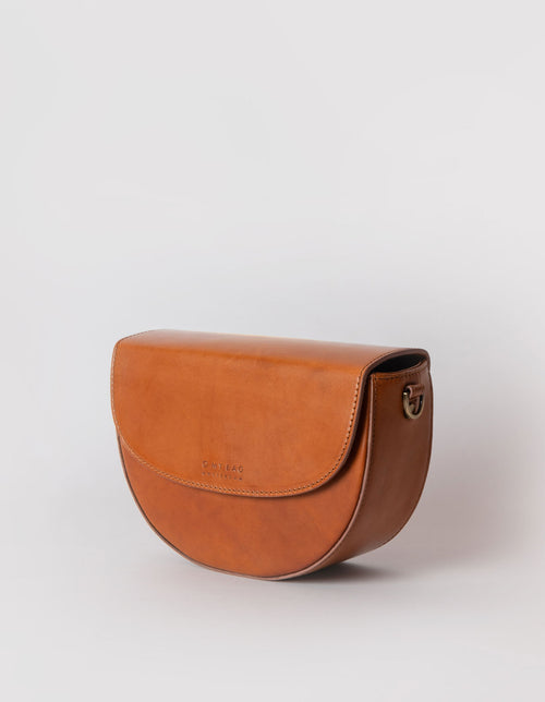 Ava saddle bag, side product image - cognac classic leather.