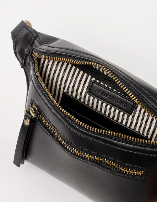 Becks Bum Bag - Black Apple Leather - inside product image
