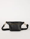 Black Croco Leather womens fanny pack. Square shape with an adjustable strap. Back product image