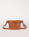 Wild Oak Croco Leather womens fanny pack. Square shape with an adjustable strap. Back product image.
