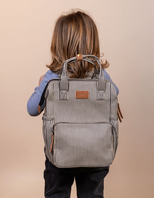 Billie Junior Backpack - Signature Lining & Camel Leather - Model product image