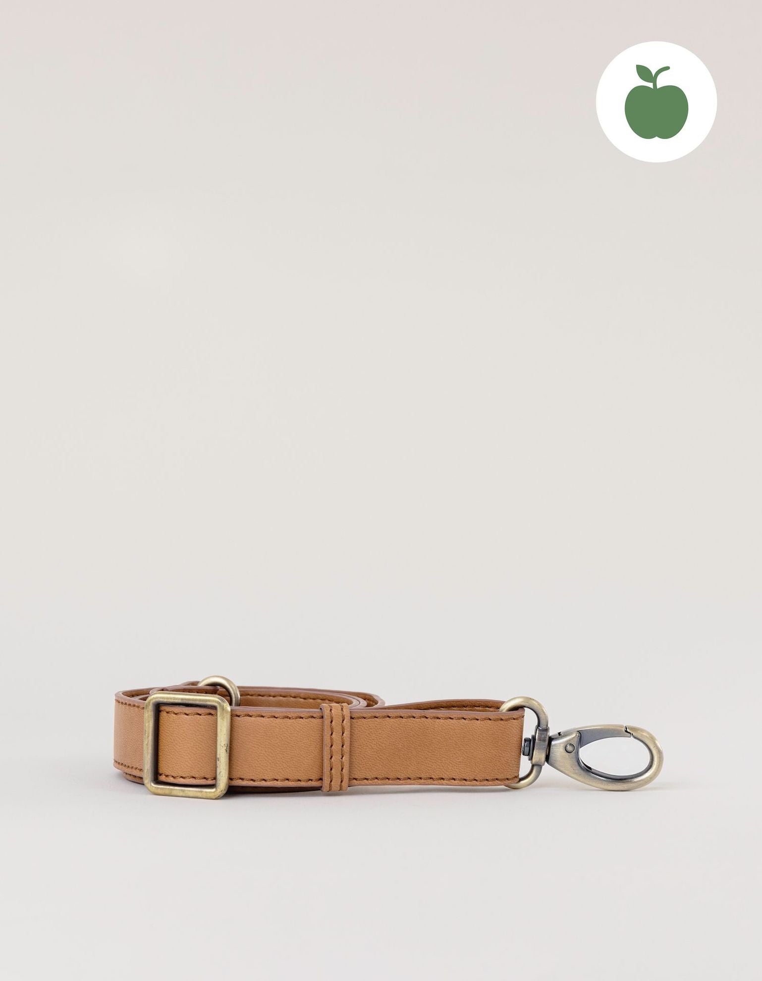 Bum Bag Strap in cognac apple leather. Front product image.