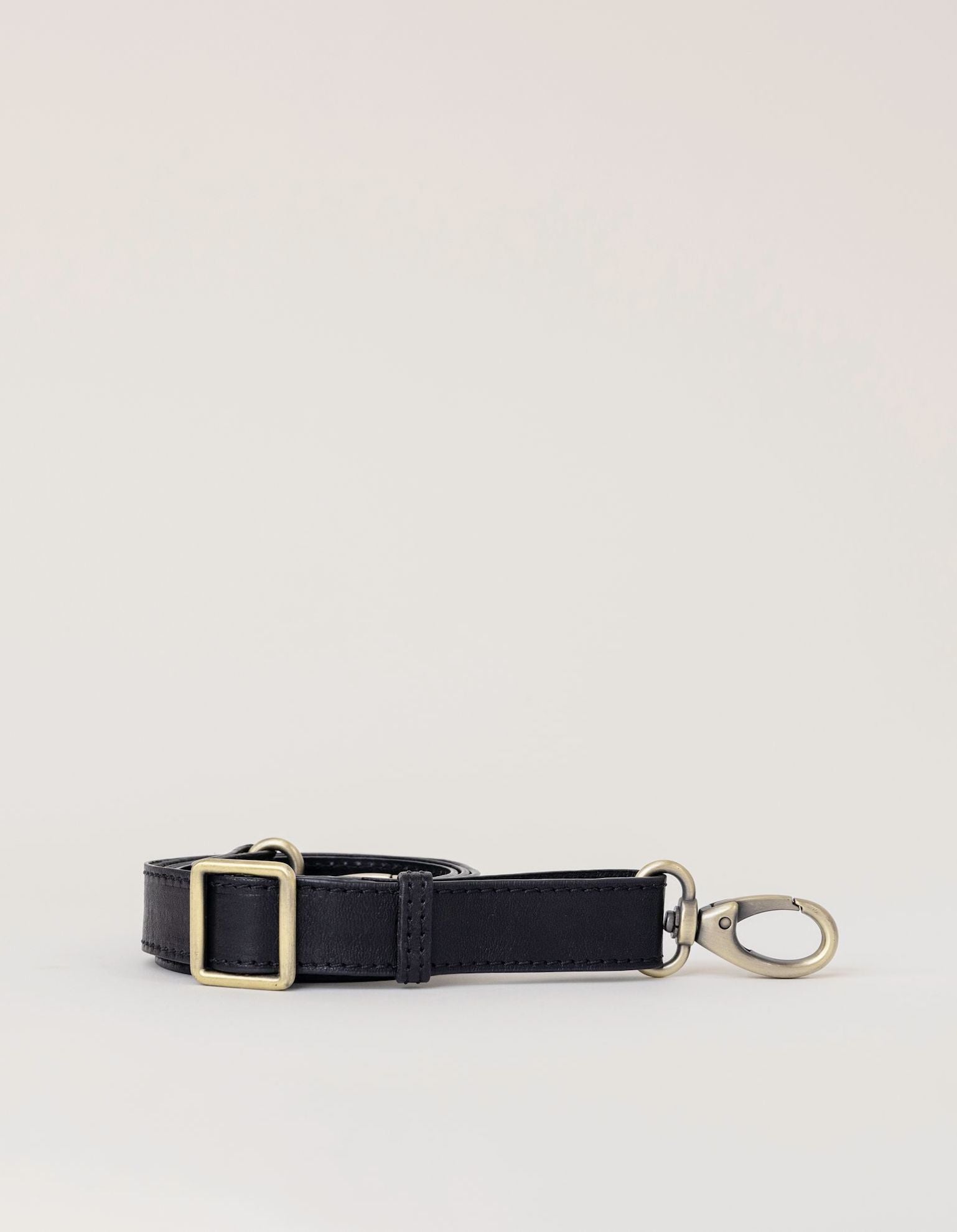 Bum Bag Strap in Black Stromboli Leather. Front product image.