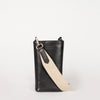 Charlie phone bag - black classic leather - product image with webbing strap