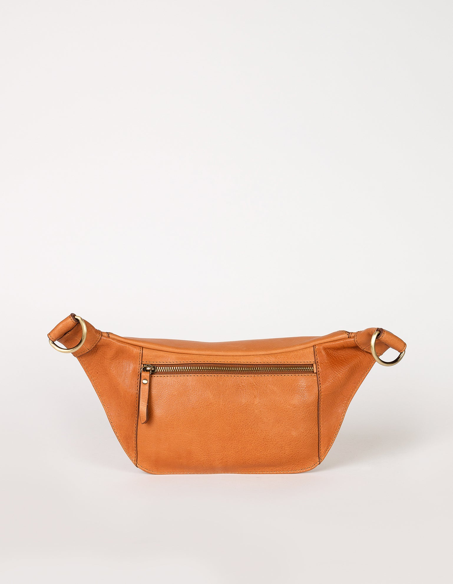 Drew Bum Bag in Wild Oak soft grain leather without strap. Back product image