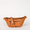 Drew Bum Bag in Wild Oak soft grain leather with adjustable leather strap. Front product image.
