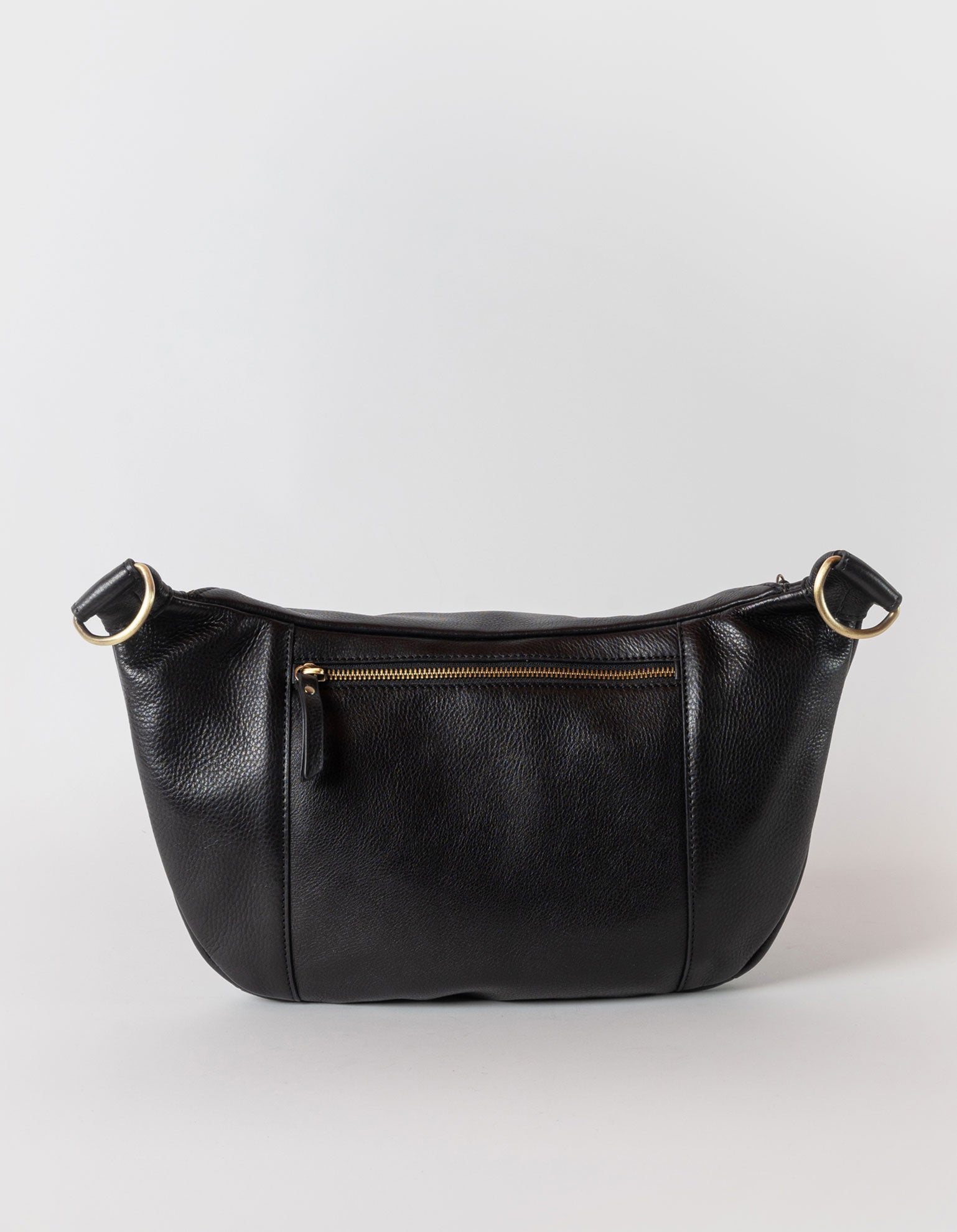 Drew Maxi in black soft grain leather without strap. Back product image.