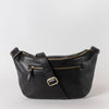 Drew Maxi in black soft grain leather with adjustable leather strap. Front product image.
