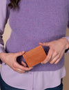Mark's cardcase - wild oak soft grain leather model shot