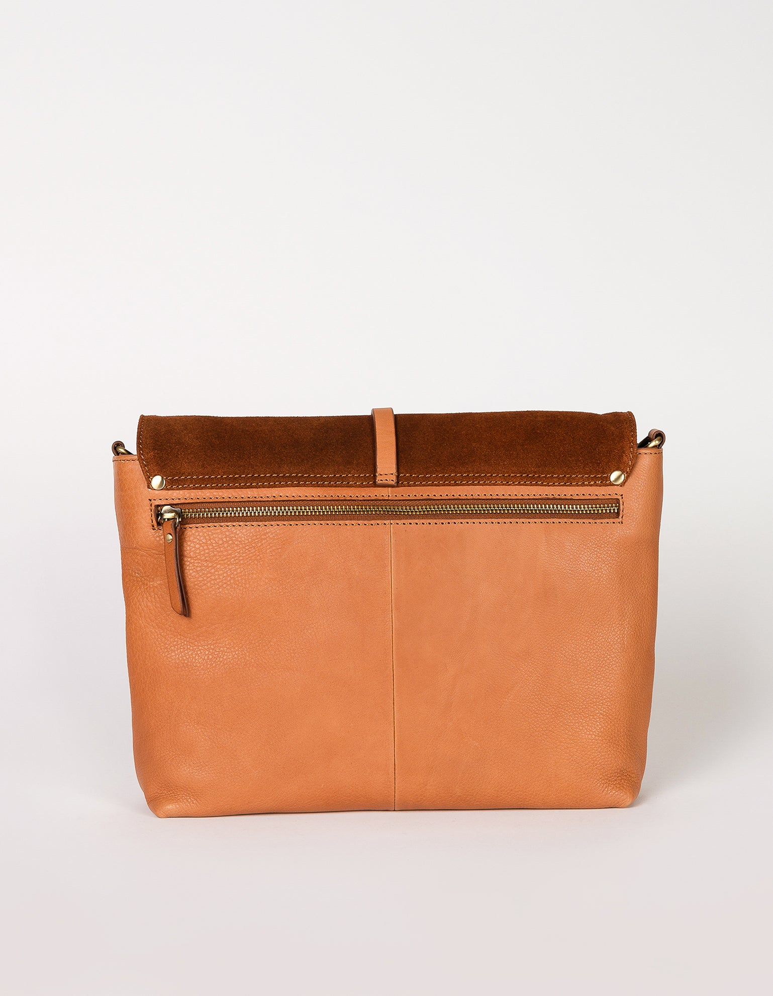 Wild Oak Soft Grain & Suede leather womens handbag. Square shape with an adjustable strap. Back product image.