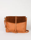 Wild Oak Soft Grain & Suede leather womens handbag. Square shape with an adjustable strap. Front product image.