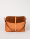 Wild Oak Soft Grain & Suede leather womens handbag. Square shape with an adjustable shorter strap. Front product image.