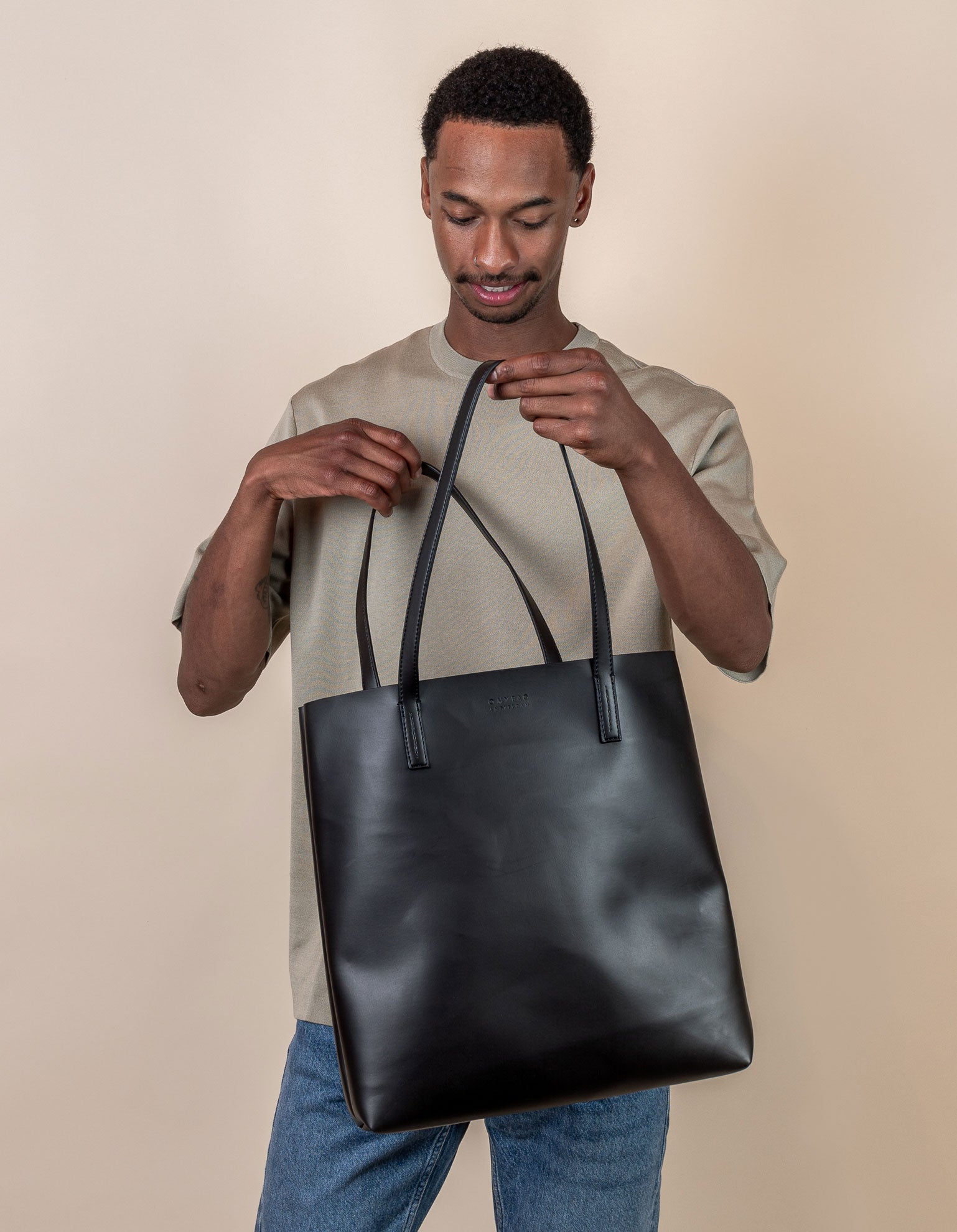 Simple black leather clearance tote