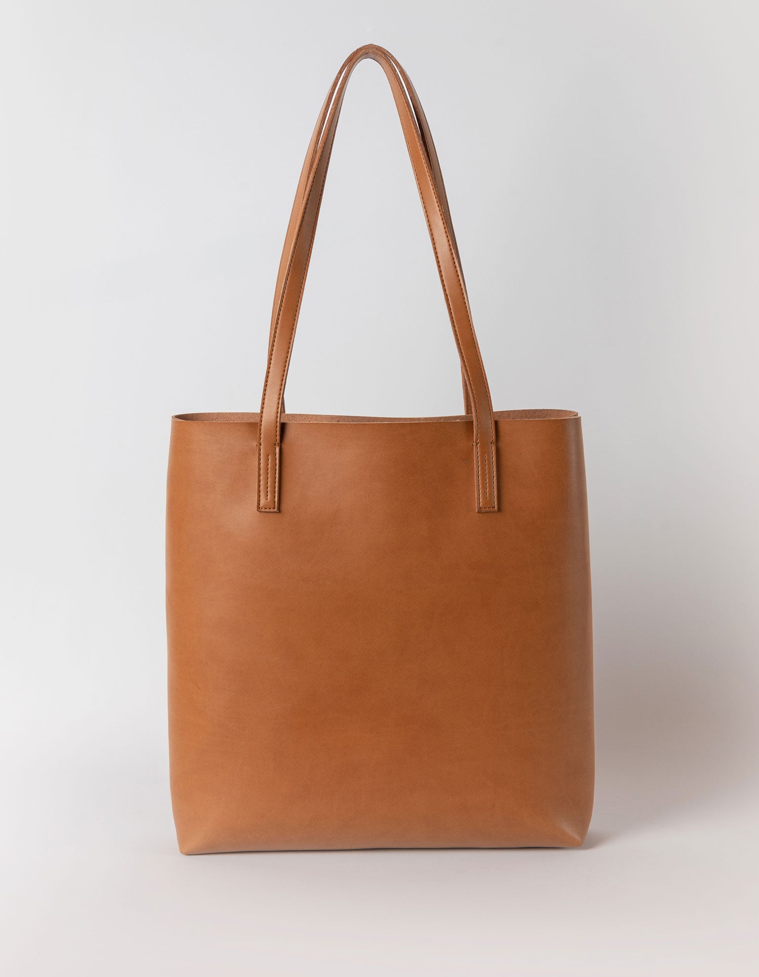 Georgia Tote in Cognac Apple Leather. Back product image.