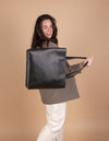 Georgia black apple leather bag - model image