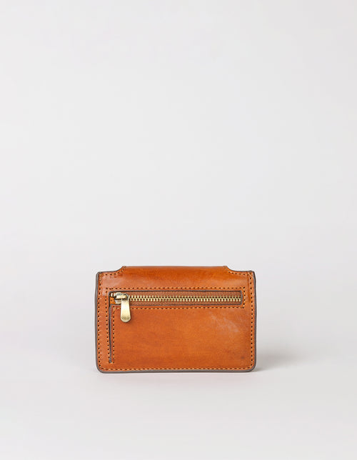 Harmonica Wallet Small Cognac Classic Leather by O My Bag. Square shape. Back product image