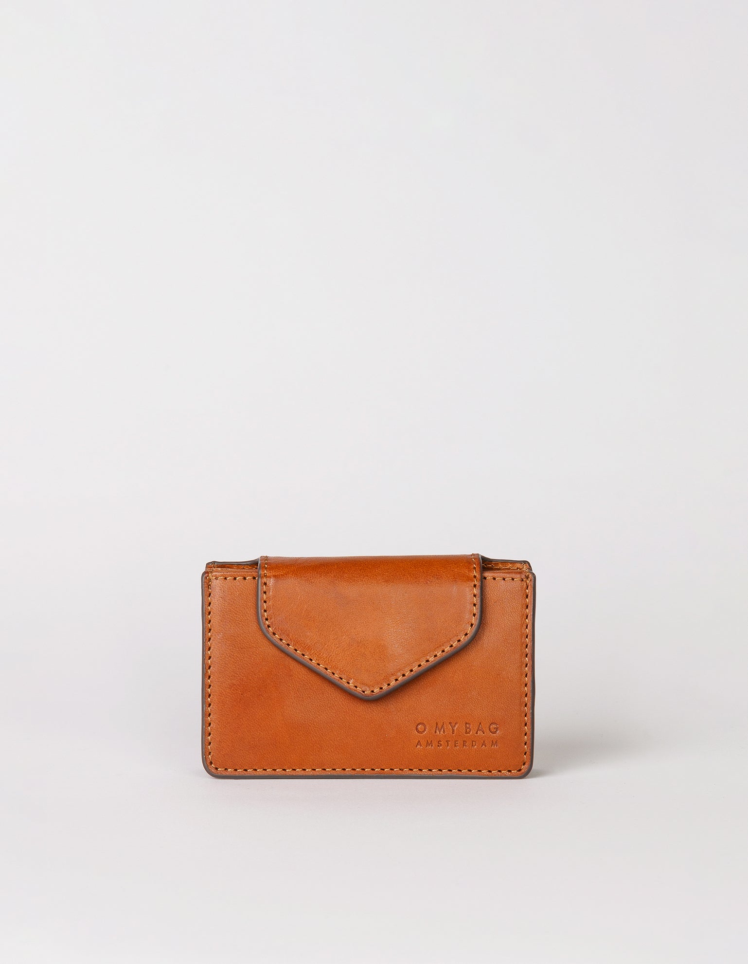 Harmonica Wallet Small Cognac Classic Leather by O My Bag. Square shape. Front product image