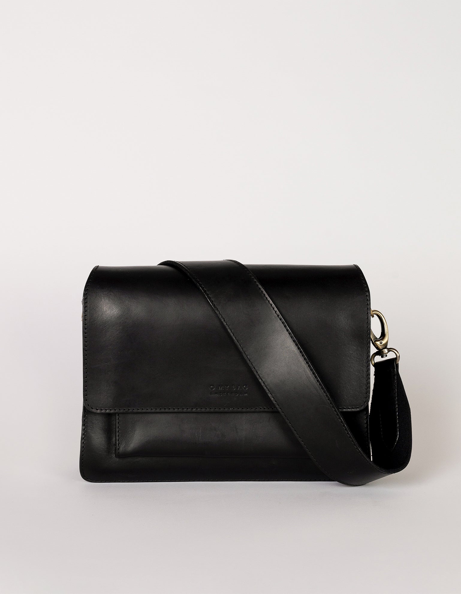 Harper Black Leather crossbody handbag. Front product image