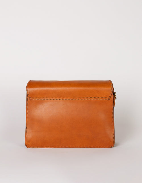Harper Cognac Leather crossbody handbag. Back product image