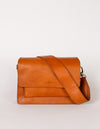 Harper Cognac Leather crossbody handbag. Front product image