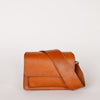 Harper Mini Cognac Leather crossbody handbag. Front product image