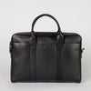 Black Leather business bag. Front product image.
