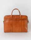 Harvey work bag in cognac classic leather. Back product image.