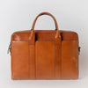 Harvey work bag in cognac classic leather. Front product image.