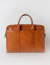 Harvey work bag in cognac classic leather. Front product image.