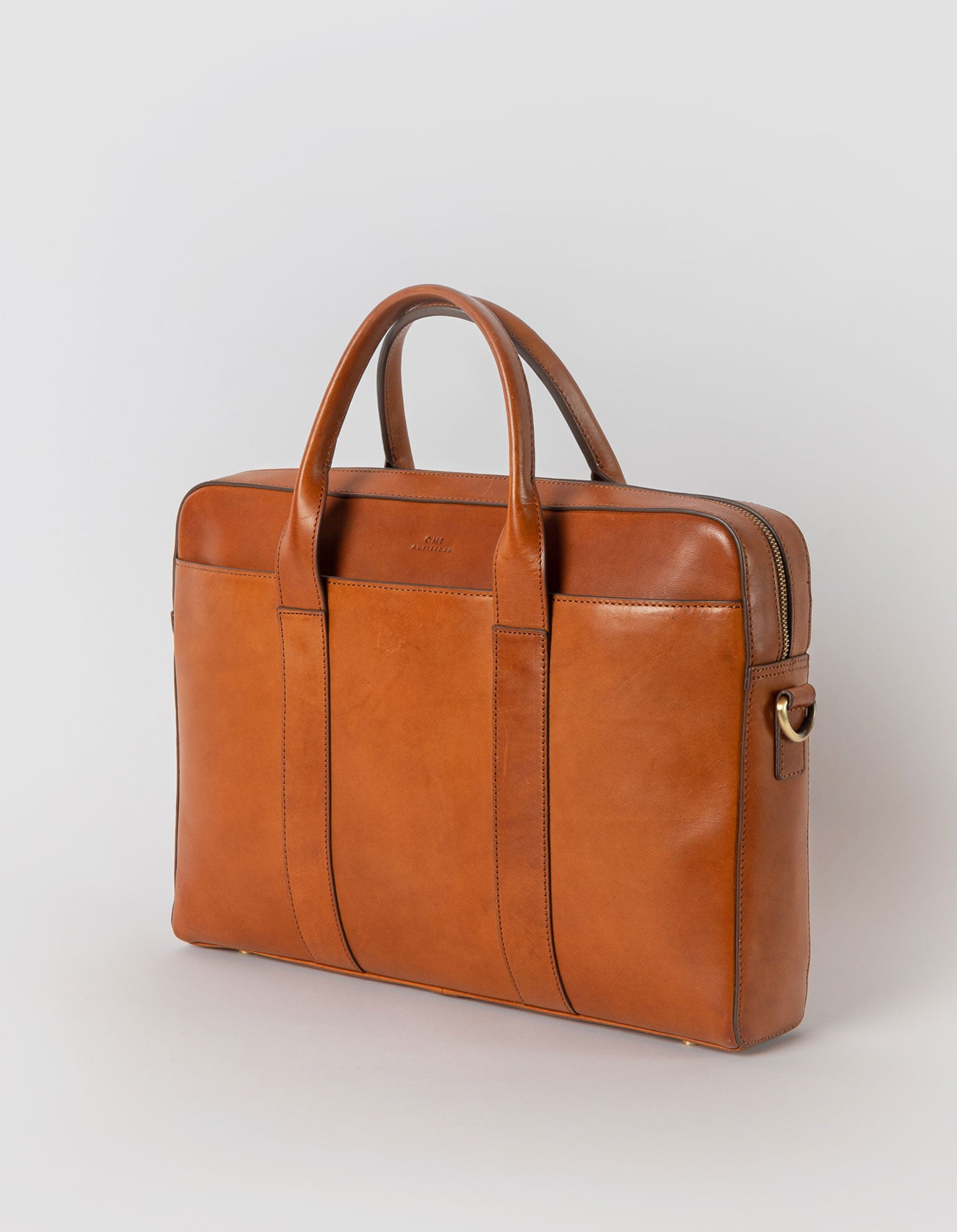 Harvey work bag in cognac classic leather. Side product image.