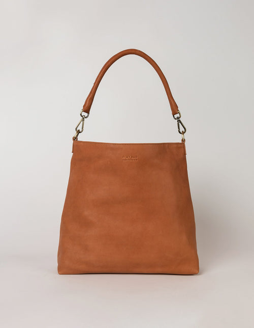 Wild Oak Leather shopper bag. Square shape with an adjustable and removable strap. Front product image.